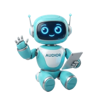 Audior, tyrkysový robot – maskot auditu e-shopů